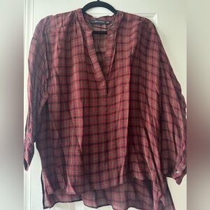 Zara Red and Black Checkered Top